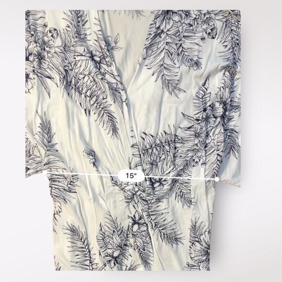 Surf Gypsy White Blue Floral Twist Front Kaftan Maxi Cover Up Size M - Picture 5 of 6